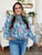 Double Take Full Size Printed Smocked Long Sleeve Blouse