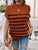 Striped Mock Neck Short Sleeve Sweater