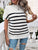 Striped Mock Neck Short Sleeve Sweater