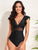 Ruffled V-Neck Cap Sleeve One-Piece Swimwear