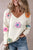 Crochet Flower V-Neck Long Sleeve Sweater