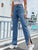 Slit High Waist Jeans with Pockets