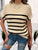 Striped Mock Neck Short Sleeve Sweater