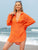 Pocketed Johnny Collar Long Sleeve Cover Up