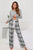 Round Neck Long Sleeve Top and Bow Plaid Pants Lounge Set