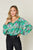 Double Take Full Size Printed Balloon Sleeve Blouse