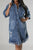 Distressed Raw Hem Button Up Denim Dress