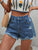 Distressed Raw Hem Denim Shorts