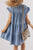 Ruffled Round Neck Cap Sleeve Denim Dress