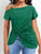 Plus Size Twisted Asymmetrical Neck Short Sleeve T-Shirt