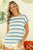 BiBi Striped Round Neck Short Sleeve Knit Top