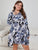 Plus Size Floral Lapel Collar Long Sleeve Night Dress