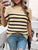 Striped Mock Neck Short Sleeve Sweater