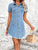 Raw Hem Button Up Short Sleeve Denim Dress