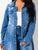 Long Sleeve Raw Hem Denim Jacket