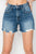 RISEN High Rise Raw Hem Distressed Denim Shorts