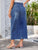 Slit Midi Denim Skirt with Pockets