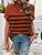 Striped Mock Neck Short Sleeve Sweater