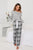 Round Neck Long Sleeve Top and Bow Plaid Pants Lounge Set