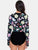 Flower Round Neck Long Sleeve One-Piece Swimwear