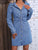 Ruched Button Up Long Sleeve Denim Dress