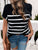 Striped Mock Neck Short Sleeve Sweater