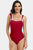 Contrast Trim Wide Strap One-Piece Swimwear