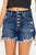 Kancan Raw Hem Button-Fly Denim Shorts