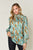 Double Take Full Size Printed Smocked Long Sleeve Blouse