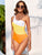 Color Block One Shoulder One-Piece Swimwear