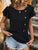 Decorative Button Round Neck Short Sleeve Blouse