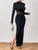 Slit Mock Neck Long Sleeve Maxi Dress