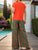 V-Neck Short Sleeve Top and Printed Pants Set