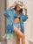 Fringe Printed Open Front Cover-Up