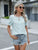 Textured Notched Short Sleeve Blouse