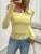 Single Shoulder Long Sleeve Lace T-Shirt