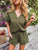 Notched Short Sleeve Top and Shorts Set