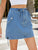 Drawstring Denim Skirt with Pockets