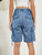 Buttoned Elastic Waist Denim Shorts with Pockets