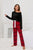 Round Neck Long Sleeve Top and Bow Plaid Pants Lounge Set