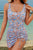 Drawstring Printed Wide Strap Swim Dress