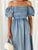 Off-Shoulder Balloon Sleeve Denim Dress