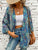 Printed Open Front Three-Quarter Sleeve Cover Up