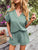 Notched Short Sleeve Top and Shorts Set