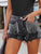 Distressed Fringe Denim Shorts with Pockets