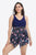 Plus Size Floral Two-Tone Asymmetrical Hem Two-Piece Swimsuit