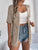 Openwork Open Front Half Sleeve Cardigan