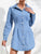 Distressed Button Up Long Sleeve Denim Dress