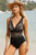 Lace V-Neck Sleeveless One-Piece Swimwear