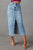 Slit Raw Hem Midi Denim Skirt